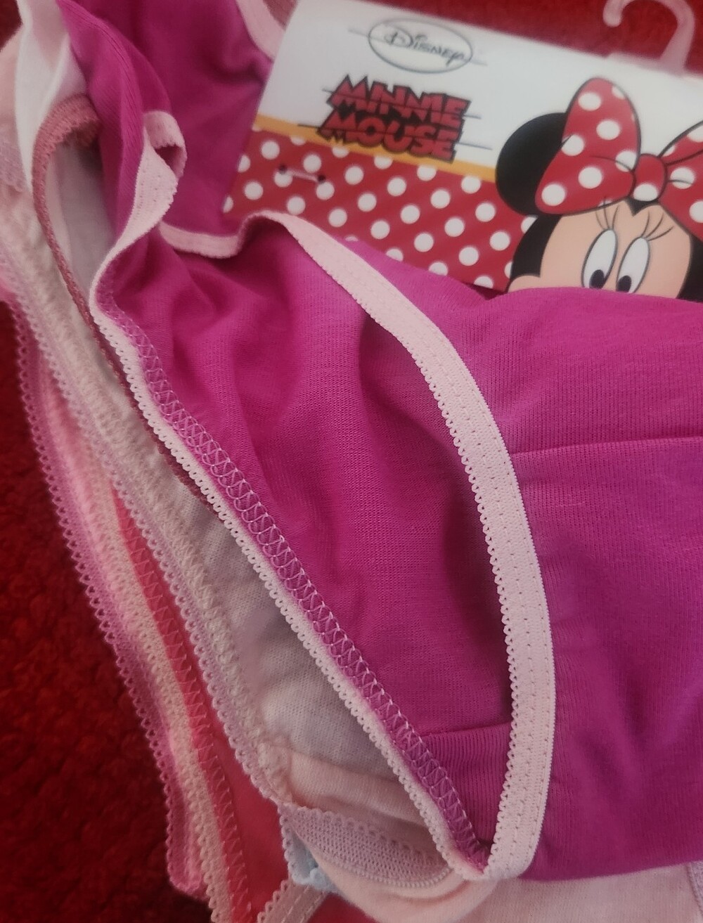 Disney Minnie Mouse Girls' Hot Pink Cotton Panties Briefs Pack Of 8. NEW